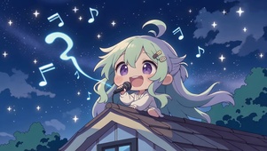 屋顶唱歌Q版少女
