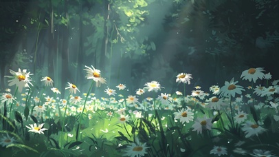 绿草与小雏菊