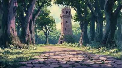 树林古代遗迹高塔