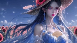 高冷花海草帽女神