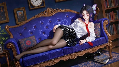 书房白衫黑丝萝莉蝴蝶忍