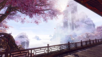 古风雪天山水阁楼