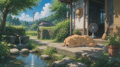 轻松夏日小狗