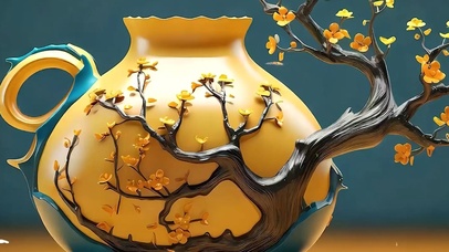 古风简约小清新带鱼屏