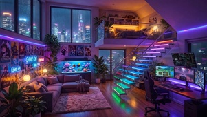 雨夜电脑房间