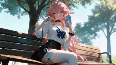 长椅上长腿女孩