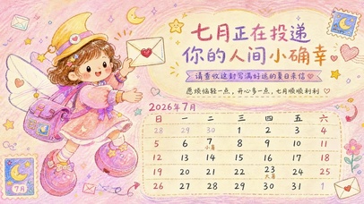 七月好运日历壁纸