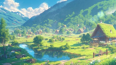 清新绿色高山乡村