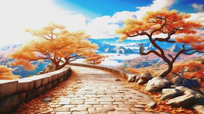 唯美秋日西风古道