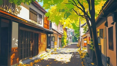 宁静夏日城市午后街道