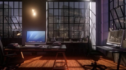 雨夜城市办公室