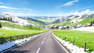 护眼房屋树木雪景