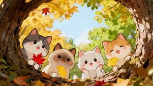 树洞可爱猫咪
