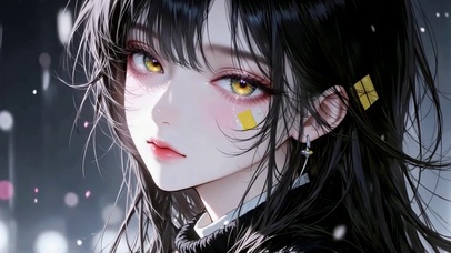 金瞳黑发的甜酷美人