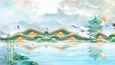 中国风国潮建筑背景图