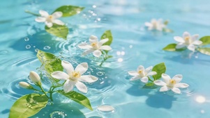蓝色水面小花