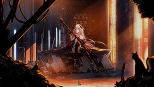 城市废墟的战斗少女