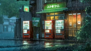 雨夜街边便利店