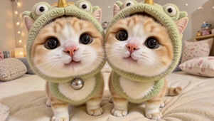 软乎乎的青蛙小猫咪