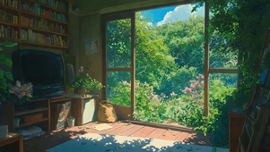 蓝天白云花草树木