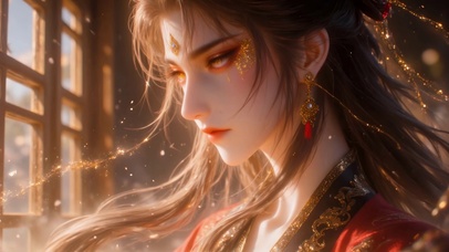 高冷红妆国风少女