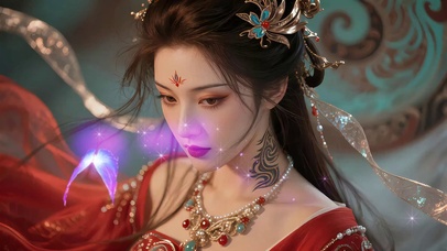 敦煌壁画红妆飘带美女1