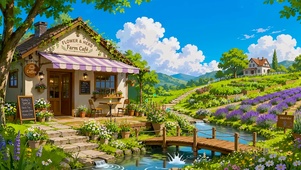 温馨舒适农村薰衣草田