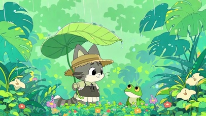 小猫的荷叶伞奇遇