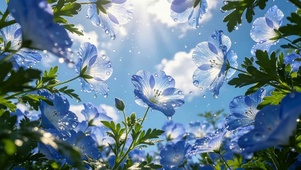 蓝天下蓝色鲜花