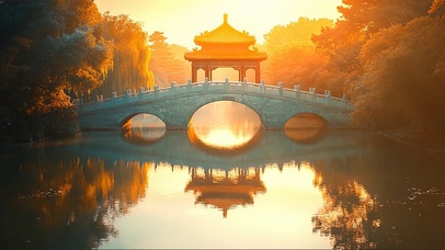 国风庭院石拱桥