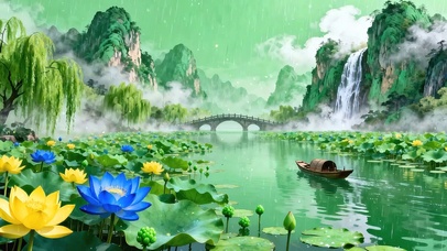 古风山水瀑布