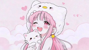 超甜女孩与猫