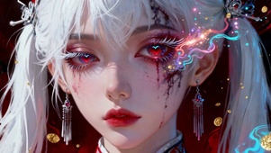 银发双马尾的炫彩少女