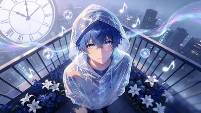 楼顶雨衣少年