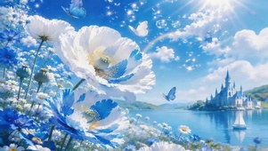 蓝白色小花