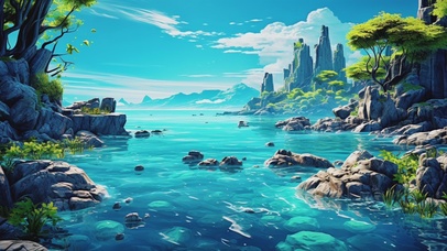 清新护眼浅滩美景