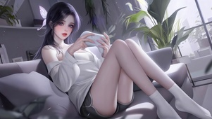 长腿游戏少女