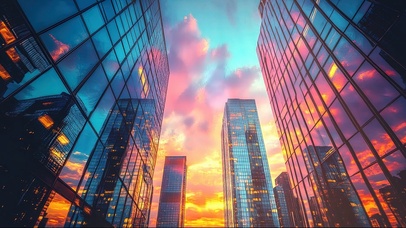 梦幻晚霞都市建筑