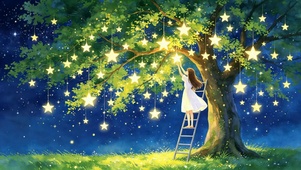 梦幻星空树摘星女孩