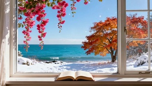 窗边海景四季