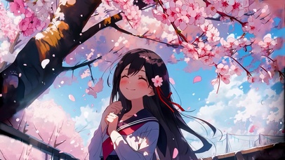 樱花树下的女孩