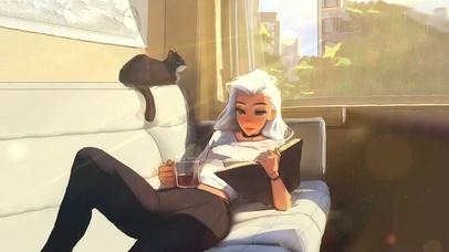 窗台看书的女孩