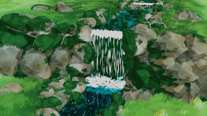 像素风 小溪插画