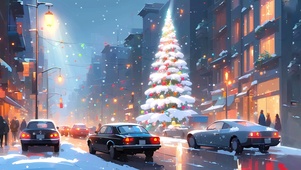 下雪的街头