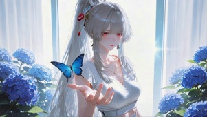 阳光里的蓝蝶与绯雪少女