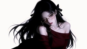 慵懒冷艳红裙少女