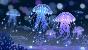 梦幻深海发光水母