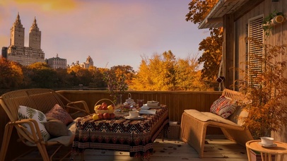 秋季屋顶咖啡厅