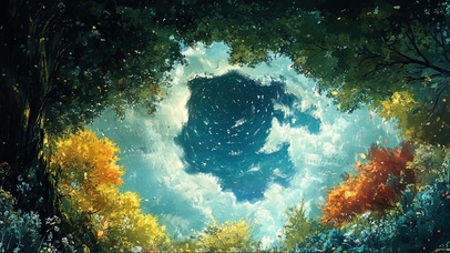 仰望森林天空云朵