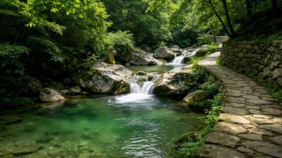 4K唯美 深林山涧古道